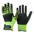 NMSAFETY Chausson anti-coupure anti-coupure vert Hi-viz avec gants tactiques à puce TPR